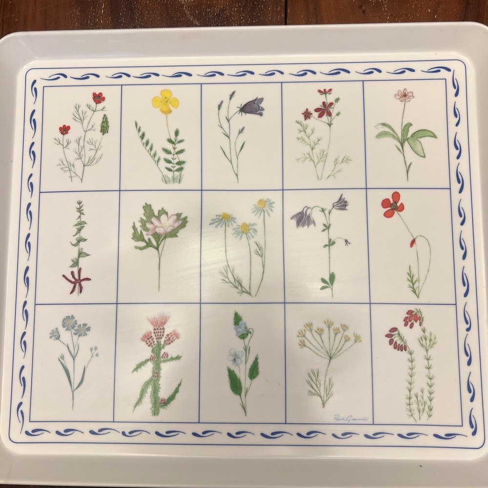 Design Imports Italian Botanical Melamine Serving Tray White Daisies 12" x 10.5"